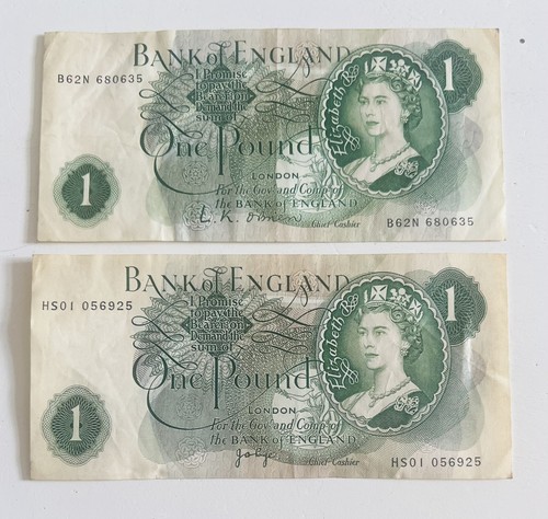 Pair bank england one pound - bank,