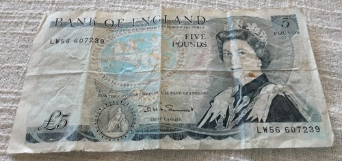 1970 five pound note 5 - 1970's,