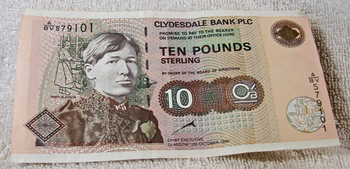 Scotland pounds note circa - 10, note--circa