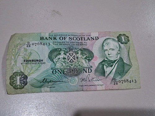 Bank scotland one pound - of,
